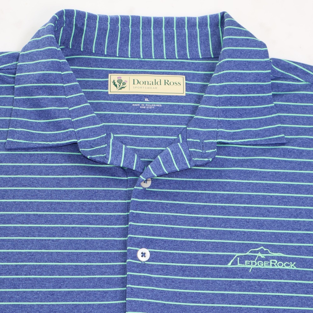 Donald Ross Sportswear Mens XL Blue Green‎ Striped LedgeRock Golf Polo Shirt